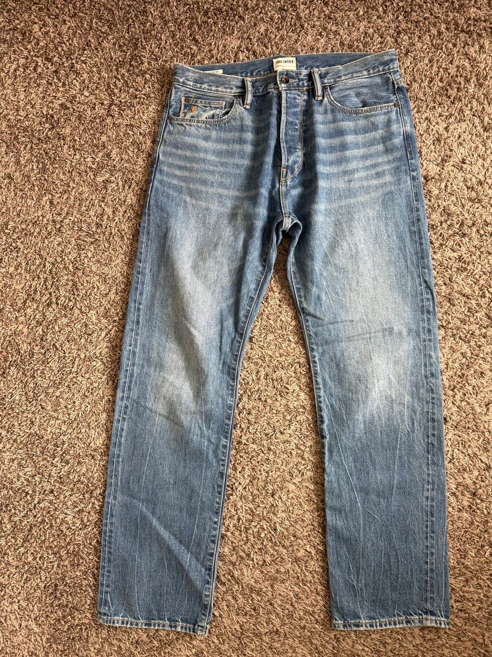 Todd Snyder Straight Leg Jeans in Light Blue Wash